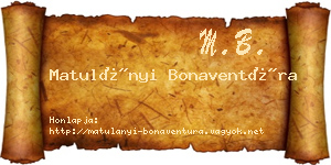 Matulányi Bonaventúra névjegykártya